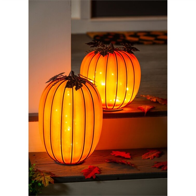 Evergreen Enterprises, Inc LED Battery Operated Glass Pumpkin, Set Of 2